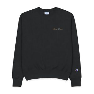 Men's Champion Crewneck Sweatshirt, Cozy Lounge Wear, Casual Outfit, Gift for Him, Unique Style, Everyday Essentials, Black Sweatshirt
