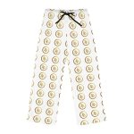 Stylish Women's Pajama Pants - Gold Monogram Print for Cozy Nights