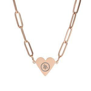 Heart Paperclip Necklace — Engraved Rose Gold Pendant