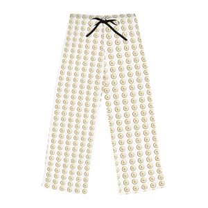 Stylish Women's Pajama Pants - Gold Monogram Print for Cozy Nights