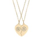 Engravable Break-Apart Heart Necklace Set – Matching Split Heart Pendant for Best Friends, Couples