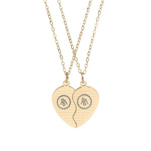 Engravable Break-Apart Heart Necklace Set – Matching Split Heart Pendant for Best Friends, Couples