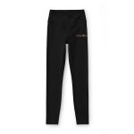 Luxe Black Leggings — Subtle Gold Script Accent